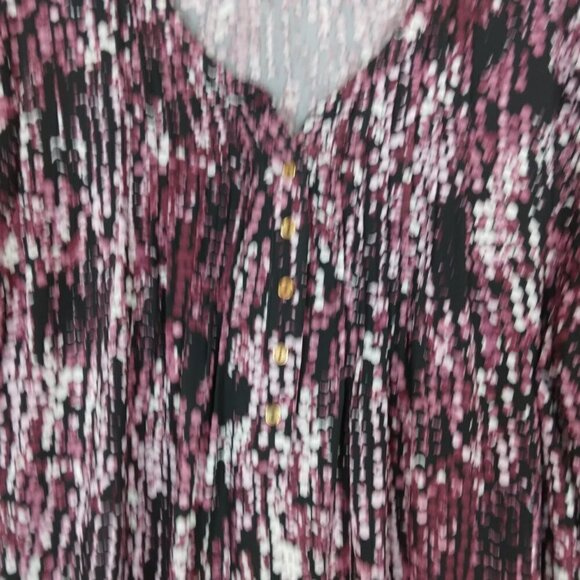 Always Indigo | Bundle of 2 Knit Button Front Pleated Tops Pink Purple | Size 1X - Picture 6 of 8